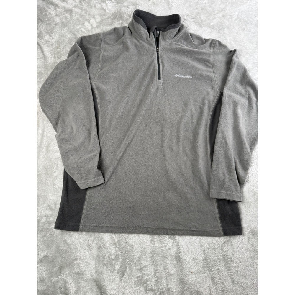 Columbia Fleece Pullover Mens Large Gray 1/4‎ Zip Lightweight Outdoor Sweater